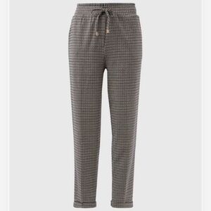 Et Vous Black Gray Dogtooth Ponte Paperbag Trousers Sz 14